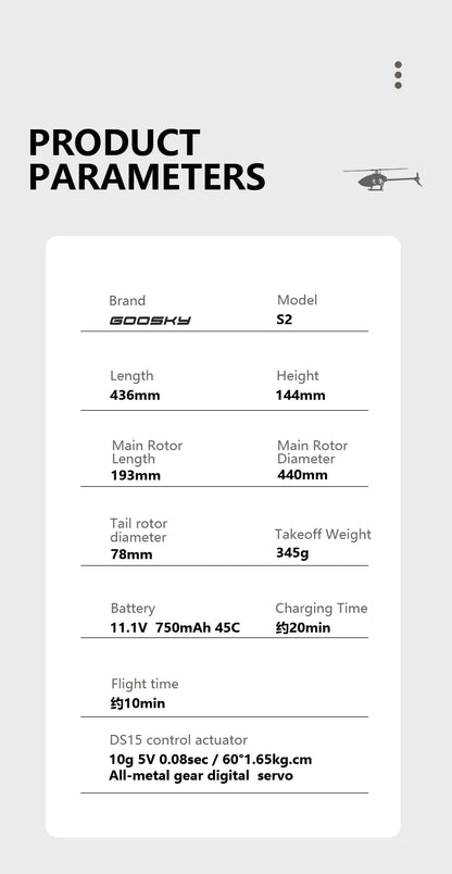 Goosky Legend S2 Helicopter Standard Kit (BNF) - Green/Yellow